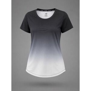 EZRUN Womens Gradient Black Ombre Running Shirt Mesh Athletic Top EZ02F435 M